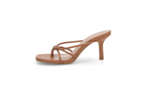 Wide Fit: Tan Leather Strappy Heel - Noelle