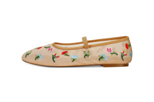 Nude Floral Mesh Ballet Flat – Elise