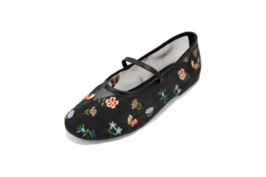 Wide Fit: Black Floral Mesh Ballet Flat – Elise