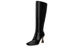 Wide Fit: Black Leather Wide Knee-High Boots – Lila