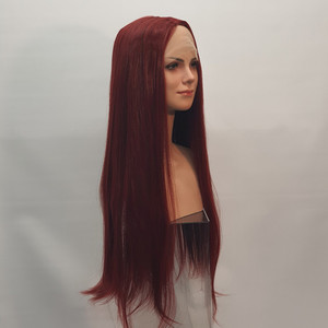 Dark red middle part Sole Wig Works