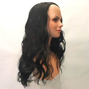 Black U-part wig with right side parting Sole Wig Works
