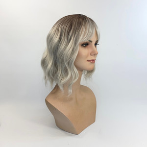 Ash Blond with dark roots wavey bob Sole Wig Works