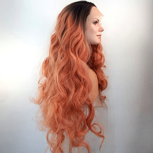 Dusty Orange with dark roots lace front Sole Wig Works