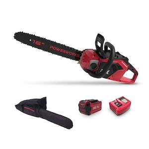 Chainsaws: Powerworks 40V Chainsaw 16" B&C 5AH Kit