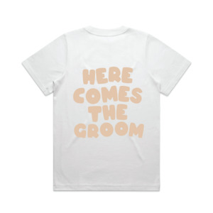 Products: Here Comes The Groom Tee | Beige on White