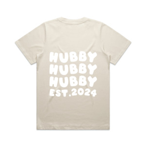 Hubby Tee | White on Ecru