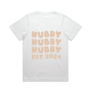 Products: Hubby Tee | Beige on White