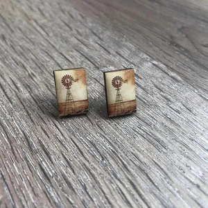 Braai: Earrings - Windmill with Brown & Beige