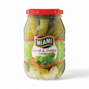 Canned Prepared Foods: Miami Gherkins Cocktail Sweet & Tangy - 380g