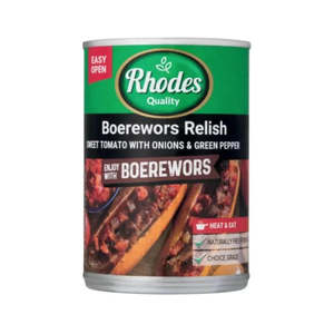 Canned Prepared Foods: Rhodes Quality Boerewors Relish 410g