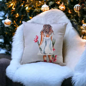 Just Unpacked: Cushion Cover - Inge's Art Printed Girl with flowers