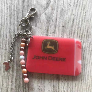 Keyring - Pink John Deere Tractor