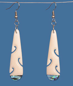 Bone Drop Pāua Tip Earrings SomethingKiwi