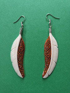 Bone Feather Stained Earrings SomethingKiwi