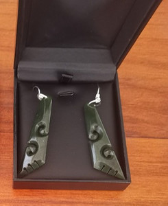 Products: Greenstone Koru Pointed Earrings SomethingKiwi