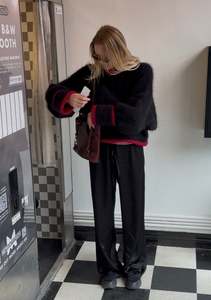 a staple knit - black/red (made to order)