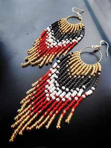 Celestial Divide Beaded Tassel Earrings