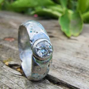 Homecoming Rings: Sandcast Ring Silver 7mm with Gemstone