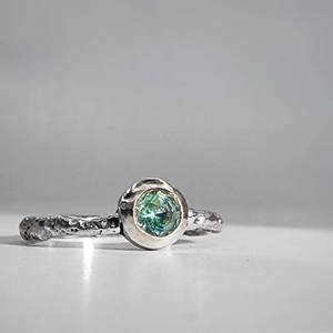 Homecoming Rings: Sandcast Ring Silver 1.8mm with Gemstone