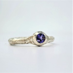 Sandcast Ring Silver 3mm with Gemstone