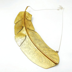 All Jewellery: Etched Feather Necklace Large