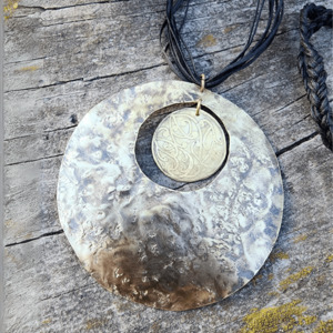 Products: Earthsong Large Circle Textured Statement Necklace