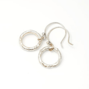 All Jewellery: Sandcast Open Circle Earrings Silver