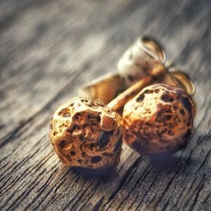 All Jewellery: Sandcast Mini Moon Earrings Gold