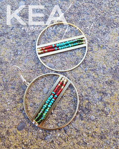 All Jewellery: KEA Beaded Feather Circle Earrings