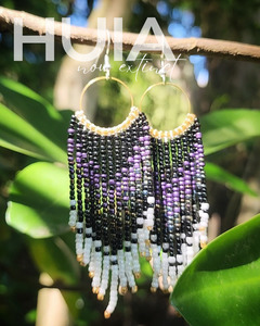 HUIA Beaded Feather Tassel Earrings