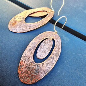 Earthsong Large Oval Inset Textured Earrings