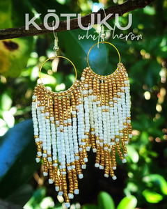 KŌTUKU Beaded Feather Tassel Earrings