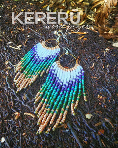 KERERŪ Beaded Feather Tassel Earrings
