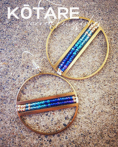 All Jewellery: KŌTARE Beaded Feather Circle Earrings