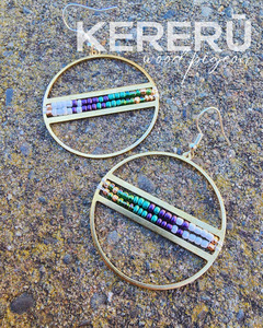 KERERŪ Beaded Feather Circle Earrings
