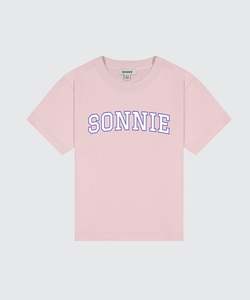 T Shirts: VARSITY TEE - DUSTY PINK