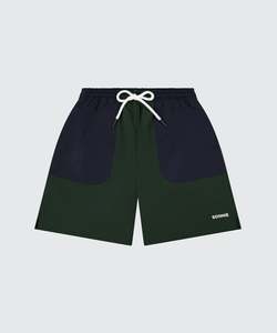 NYLON SPORTS SHORTS - FOREST GREEN / INK
