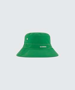NYLON BUCKET HAT CONTRAST STITCHING - Kermit Green