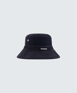NYLON BUCKET HAT CONTRAST STITCHING - INK