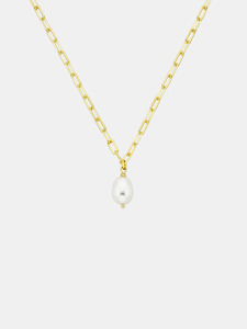 Pearl Drop Mini Link Necklace