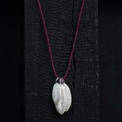 Three Leaf Charm Necklace on  Braided Cord - Sterling Silver