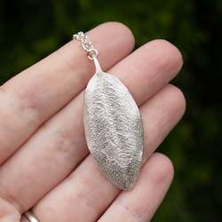 Necklaces: Pohutukawa Leaf Pendant - Sterling Silver