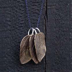Necklaces: Leaf Charm Necklace on Braided Cord - Bronze