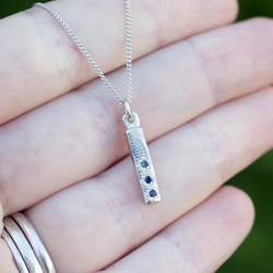 Necklaces: Pillar Pendant - White Gold with Blue Sapphires