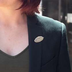 Brooches: Pohutukawa Leaf Brooch - Small - Sterling Silver