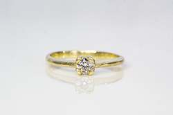 Engagement: Droplet Ring - 14ct Yellow Gold with White Recycled Diamond