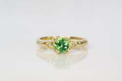 Engagement: Mira Ring - 14ct Yellow Gold with Green Tsavorite Garnet