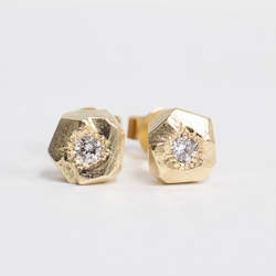Studs: Boulder Studs - Yellow Gold with Diamonds