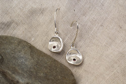 Hoops Drops: Water Drop Earrings - Sterling Silver with Red Garnets